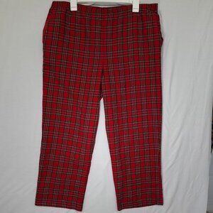 Alfred Dunner Plaid Pants Women's 14 Red Plaid Valentines Day Galentine